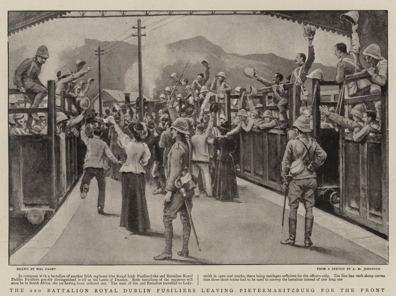The 2nd Battalion Royal Dublin Fusiliers leaving Pietermaritzburg for the Front by Walter Stanley Paget