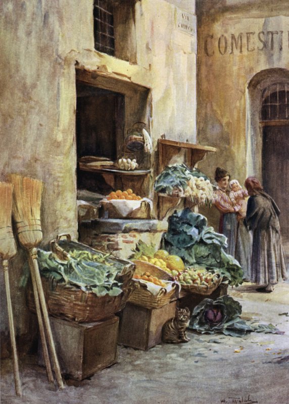 Greengrocer shop, Italian Riviera by Walter Frederick Roofe Tyndale
