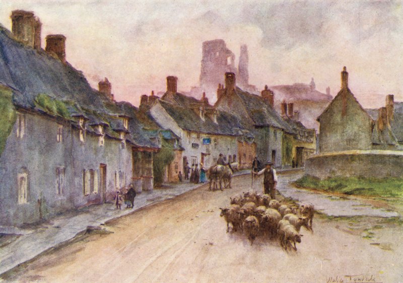 Wessex: Corfe Castle from West Street by Walter Frederick Roofe Tyndale