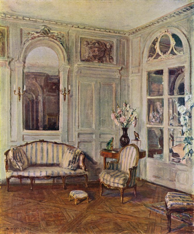 White Salon in St Brice, France, the House of Edith Wharton, Louis XVI style, about 1760-70 by Walter Gay