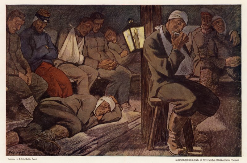Wounded Soldiers at the Casualty Clearing Station at Roulers, Belgium, World War I by Walter Georgi