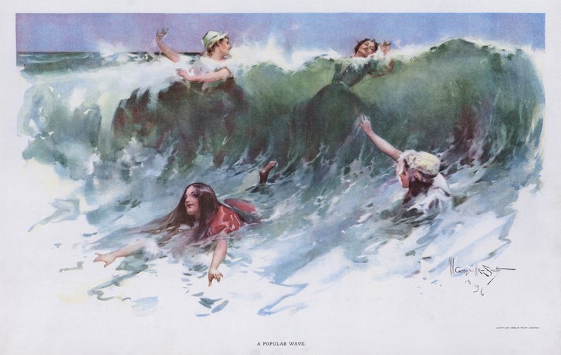 A Popular Wave: Women Playing in the Waves at the Seaside by Walter Granville Smith