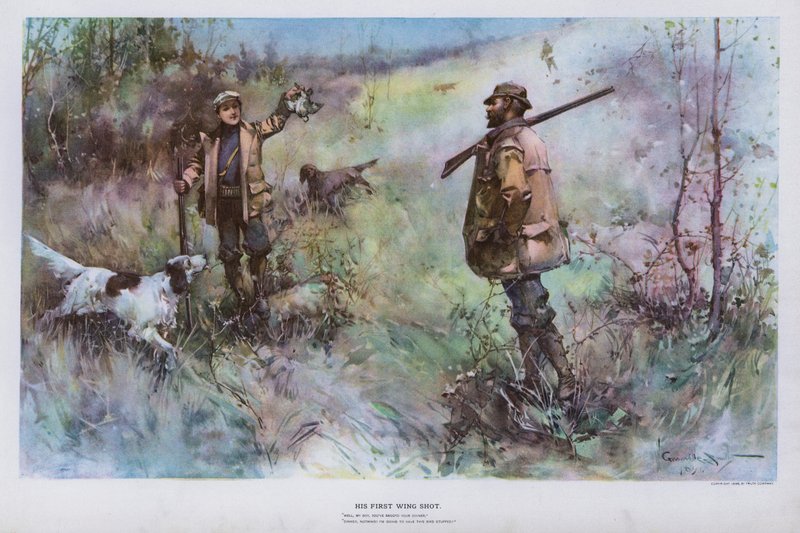 His First Wing Shot: Hunting Scene by Walter Granville Smith
