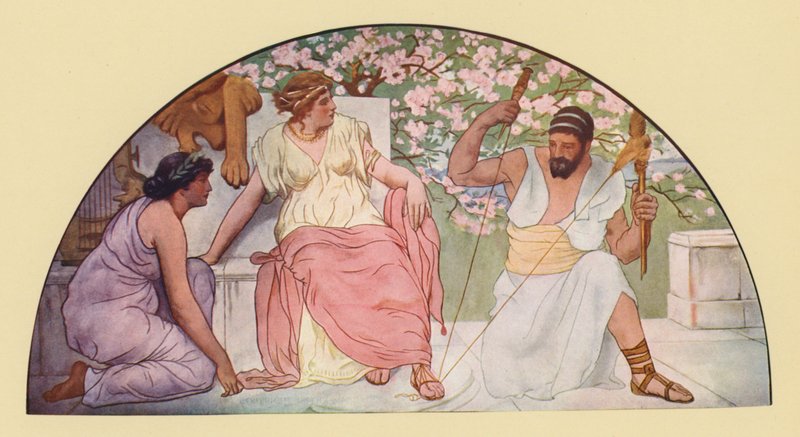 Hercules with the distaff spinning for Queen Omphale by Walter MacEwen