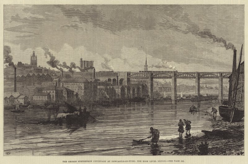 The George Stephenson Centenary at Newcastle-on-Tyne, the High Level Bridge by Walter Paget