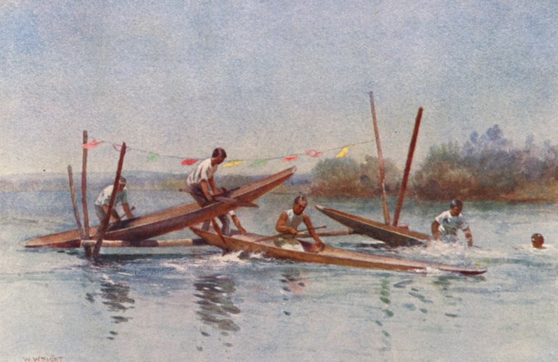 New Zealand: Canoe Hurdle Race by Walter Wright