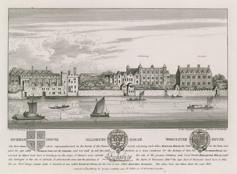 Durham House, Salisbury House and Worcester House by Wenceslaus Hollar
