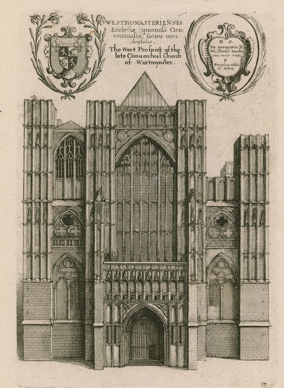 The West Prospect of the Late Conventual Church of Westminster, London by Wenceslaus Hollar