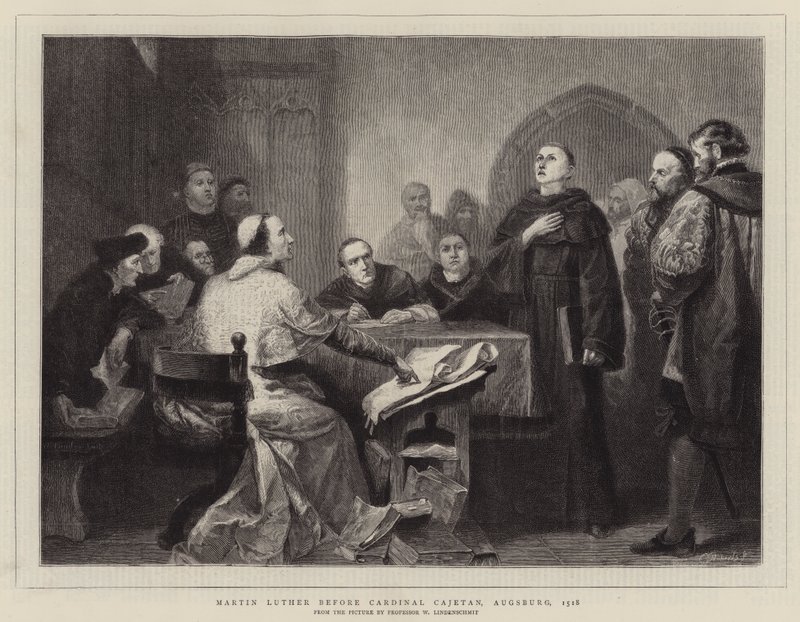 Martin Luther before Cardinal Cajetan, Augsburg, 1518 by Wilhelm von, II Lindenschmit