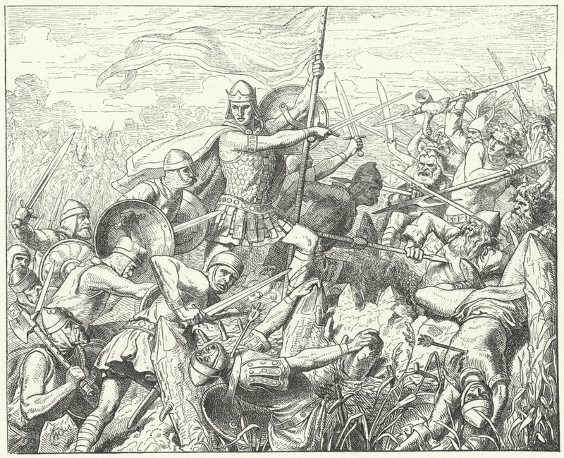 Arnulf of Carinthia Storming the Norman Defences on the River Dyle, 891 by Wilhelm Camphausen
