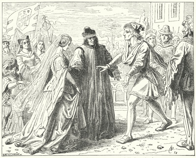 The Holy Roman Emperor Frederick III Meeting His Fiancee, Eleanor of Portugal, at Siena by Wilhelm Camphausen