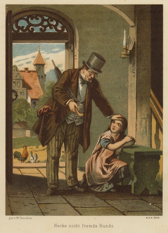 Father Consoling His Daughter After She Suffered the Consequences of Teasing a Dog by Wilhelm Ludwig Heinrich Claudius