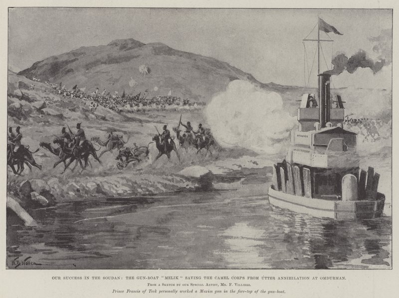 Our Success in the Soudan, the Gun-Boat Melik saving the Camel Corps from Utter Annihilation at Omdurman by William Barnes Wollen