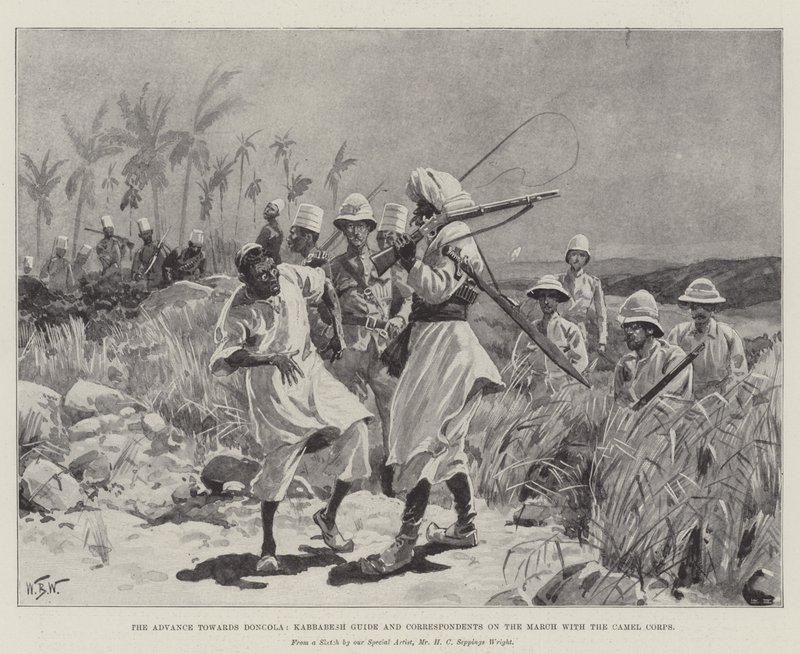The Advance Towards Dongola, Kabbabesh Guide and Correspondents on the March with the Camel Corps by William Barnes Wollen
