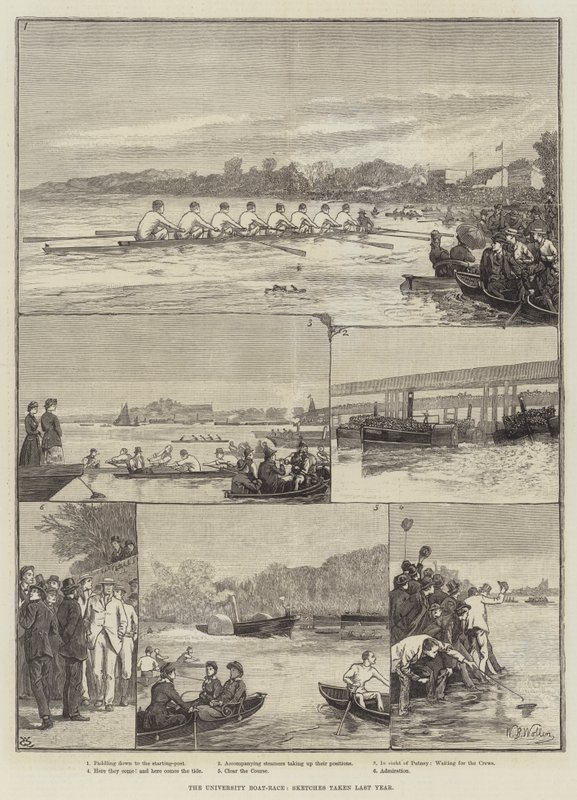 The University Boat-Race, Sketches taken Last Year by William Barnes Wollen