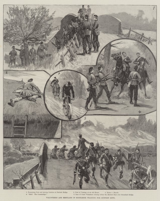 Volunteers and Regulars in Middlesex Training for Outpost Duty by William Barnes Wollen