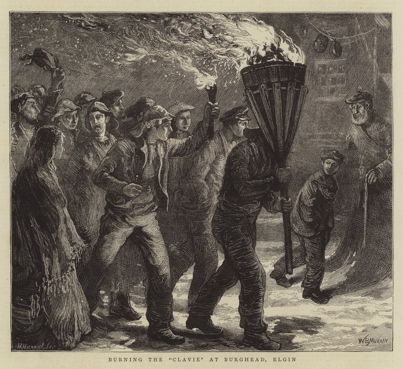 Burning the Clavie at Burghead, Elgin by William Bazett Murray