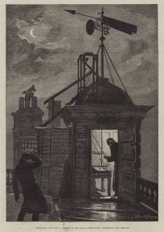 Measuring the Wind, a Sketch at the Royal Observatory, Greenwich by William Bazett Murray