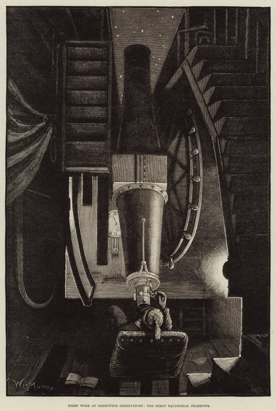 Night Work at Greenwich Observatory, the Great Equatorial Telescope by William Bazett Murray