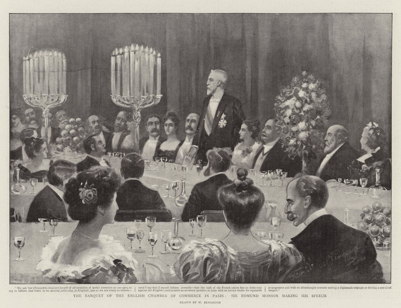 The Banquet of the English Chamber of Commerce in Paris, Sir Edmund Monson making his Speech by William Bengough