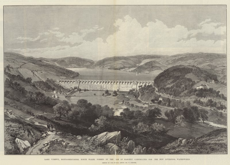 Lake Vyrnwy, Montgomeryshire, North Wales, Formed by the Dam of Masonry Constructed for the New Liverpool Waterworks by William Crimea Simpson