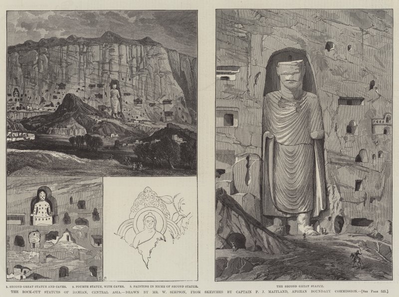 The Rock-Cut Statues of Bamian, Central Asia by William Crimea Simpson