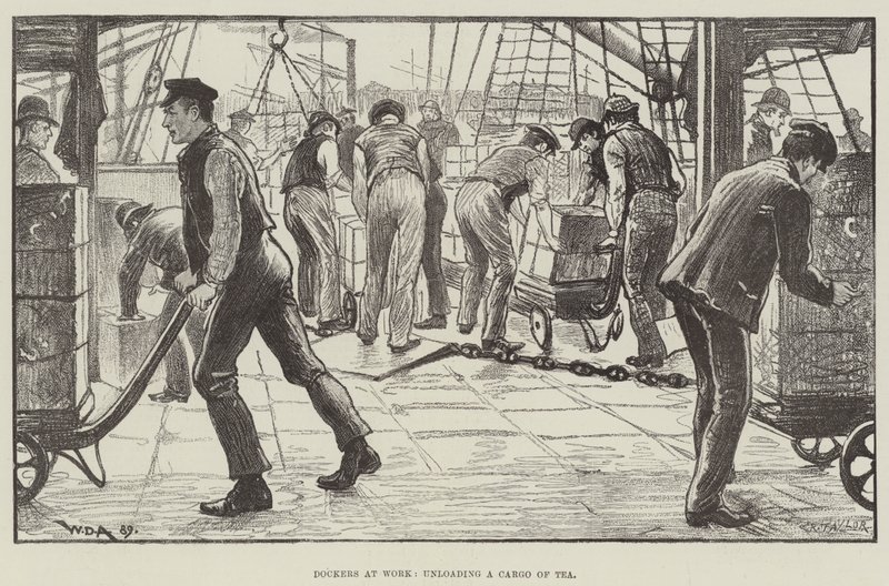 Dockers at Work, unloading a Cargo of Tea by William Douglas Almond