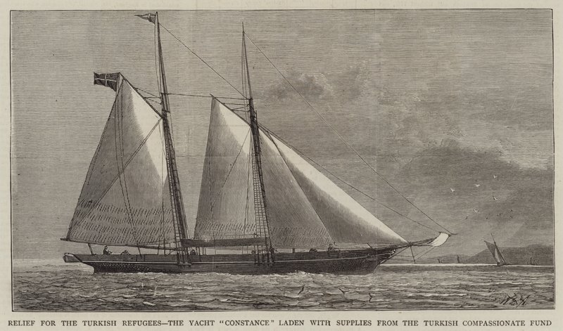 Relief for the Turkish Refugees, the Yacht Constance laden with supplies from the Turkish Compassionate Fund by William Edward Atkins