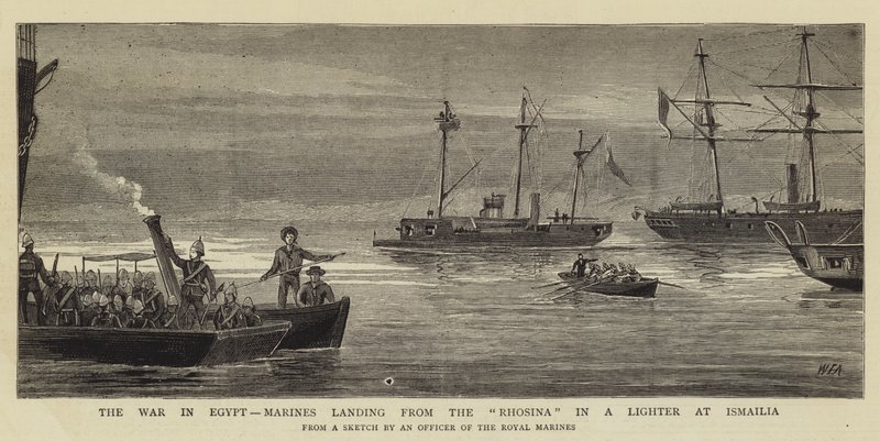 The War in Egypt, Marines Landing from the Rhosina in a Lighter at Ismailia by William Edward Atkins