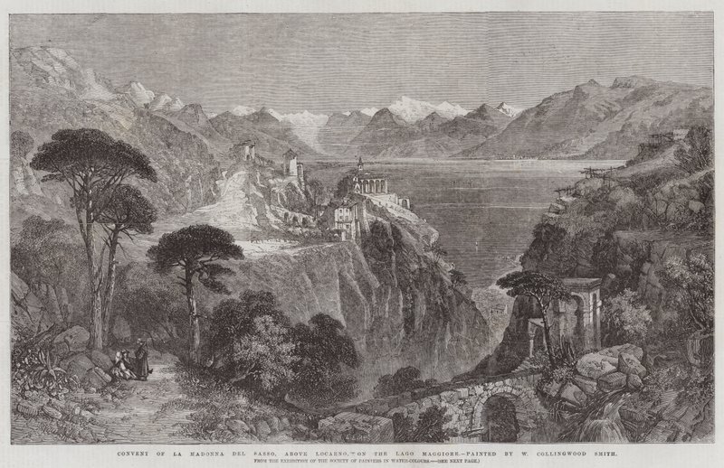 Convent of La Madonna del Sasso, above Locarno, on the Lago Maggiore, from the Exhibition of the Society of Painters in Water-Colours by William Harding Collingwood Smith
