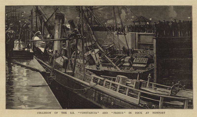 Collision of the SS Constancia and Primus in Dock at Newport by William Lionel Wyllie
