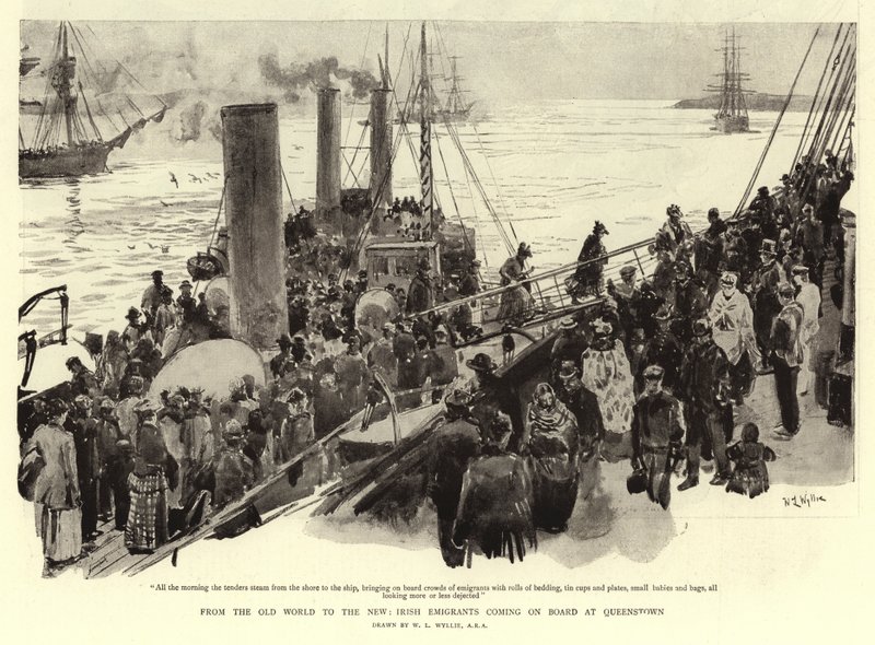 From the Old World to the New, Irish Emigrants coming on Board at Queenstown by William Lionel Wyllie