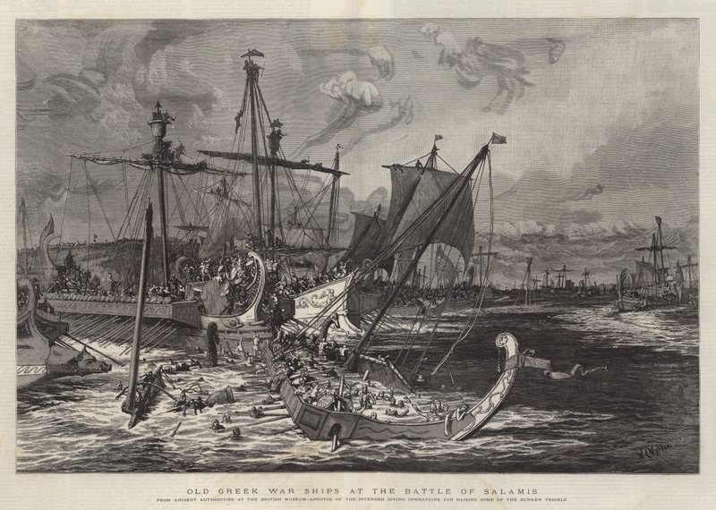 Old Greek War Ships at the Battle of Salamis by William Lionel Wyllie