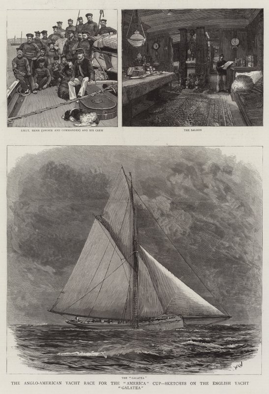 The Anglo-American Yacht Race for the America Cup, Sketches on the English Yacht Galatea by William Lionel Wyllie