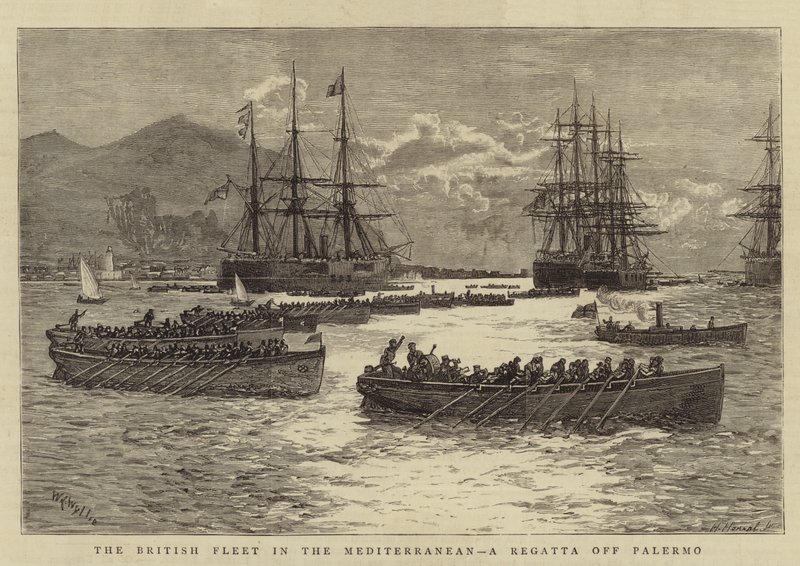 The British Fleet in the Mediterranean, a Regatta off Palermo by William Lionel Wyllie
