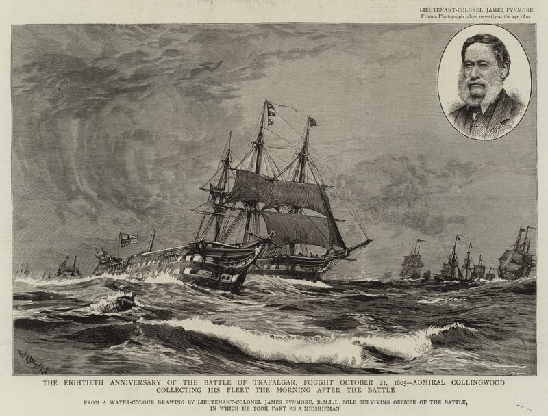 The Eightieth Anniversary of the Battle of Trafalgar, Admiral Collingwood Collecting his Fleet the Morning After the Battle by William Lionel Wyllie