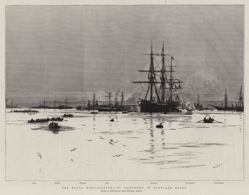 The Naval Mobilisation, B Squadron in Portland Roads by William Lionel Wyllie