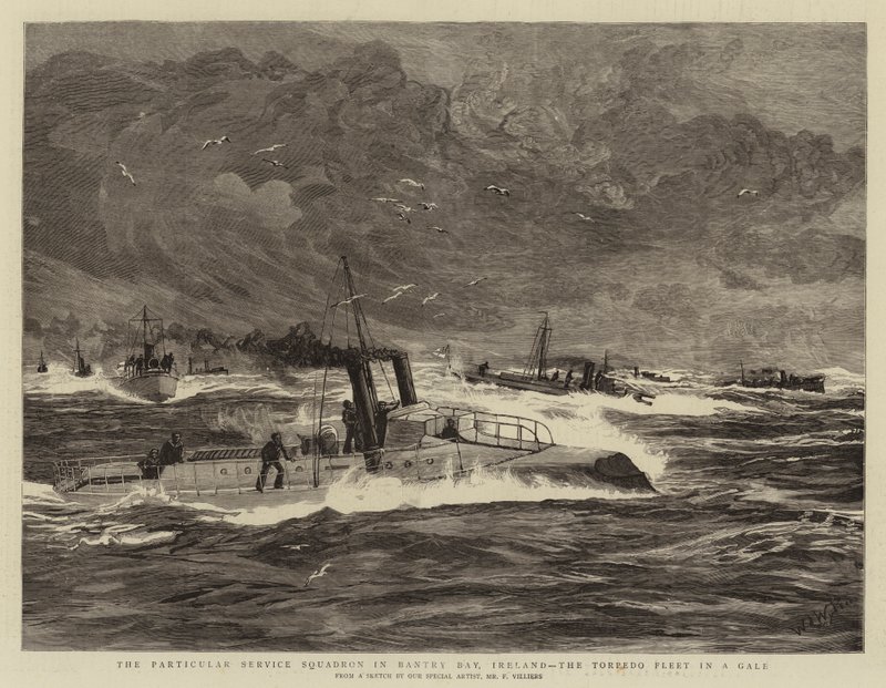The Particular Service Squadron in Bantry Bay, Ireland, the Torpedo Fleet in a Gale by William Lionel Wyllie