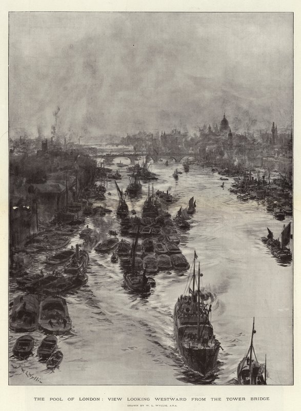 The Pool of London, View looking Westward from the Tower Bridge by William Lionel Wyllie