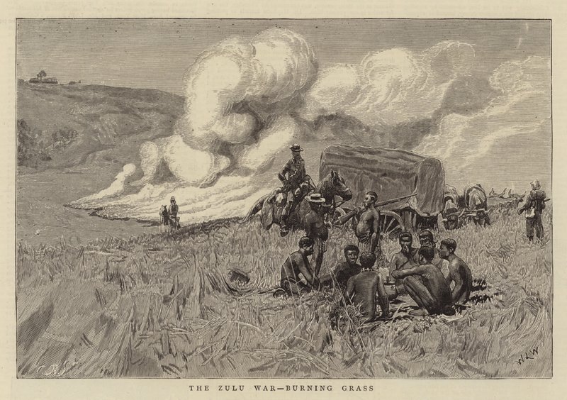 The Zulu War, Burning Grass by William Lionel Wyllie