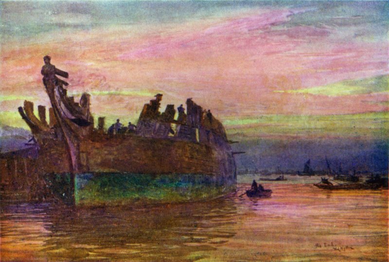 The end of an old warship by William Lionel Wyllie