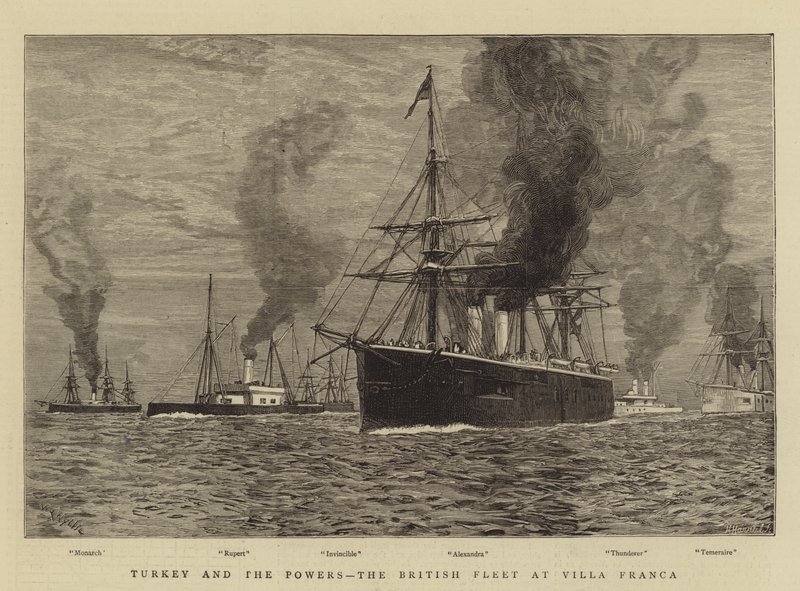 Turkey and the Powers, the British Fleet at Villa Franca by William Lionel Wyllie