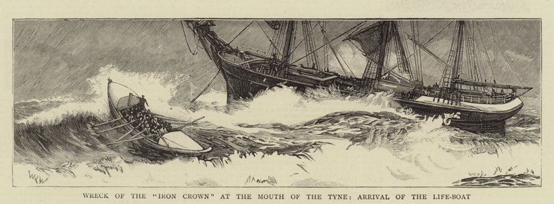 Wreck of the Iron Crown at the Mouth of the Tyne, Arrival of the Life-Boat by William Lionel Wyllie