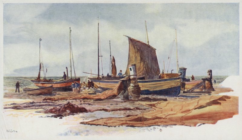 Brighton Beach Boats by William Lionel Wyllie