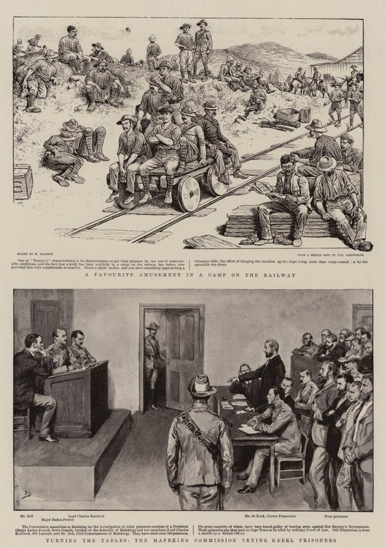 A Favourite Amusement in a Camp on the Railway, Turning the Tables, the Mafeking Commission trying Rebel Prisoners by William Ralston