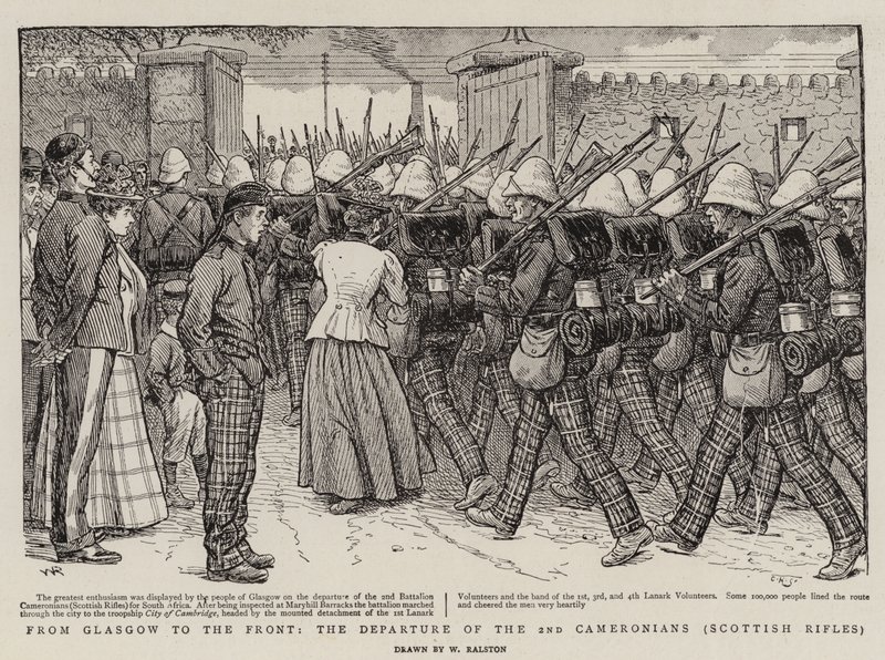 From Glasgow to the Front, the Departure of the 2nd Cameronians, Scottish Rifles by William Ralston