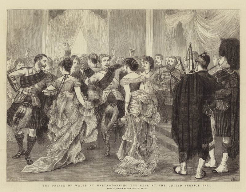 The Prince of Wales at Malta, Dancing the Reel at the United Service Ball by William Ralston