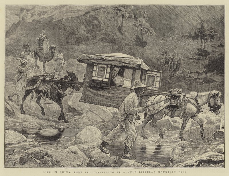 Life in China, Part IX, Travelling in a Mule Litter, a Mountain Pass by William Small