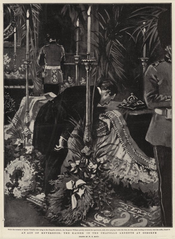 An Act of Reverence, the Kaiser in the Chapelle Ardente at Osborne by William T. Maud