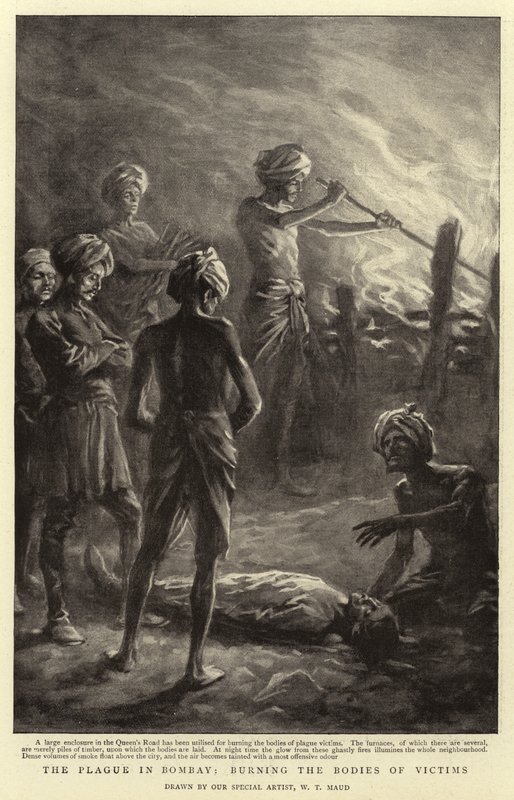 The Plague in Bombay, burning the Bodies of Victims by William T. Maud